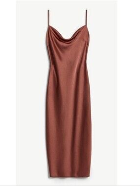 Express Satin Cowl Neck Slip Dress Mauve Brown XXS